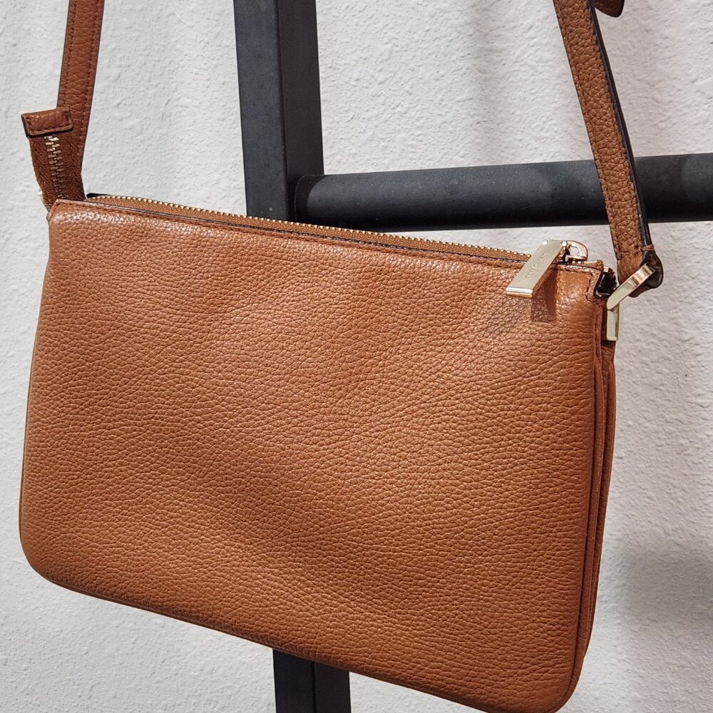 kate spade ♤ Saddle Tan Leather Crossbody Gold - Picture 2 of 16